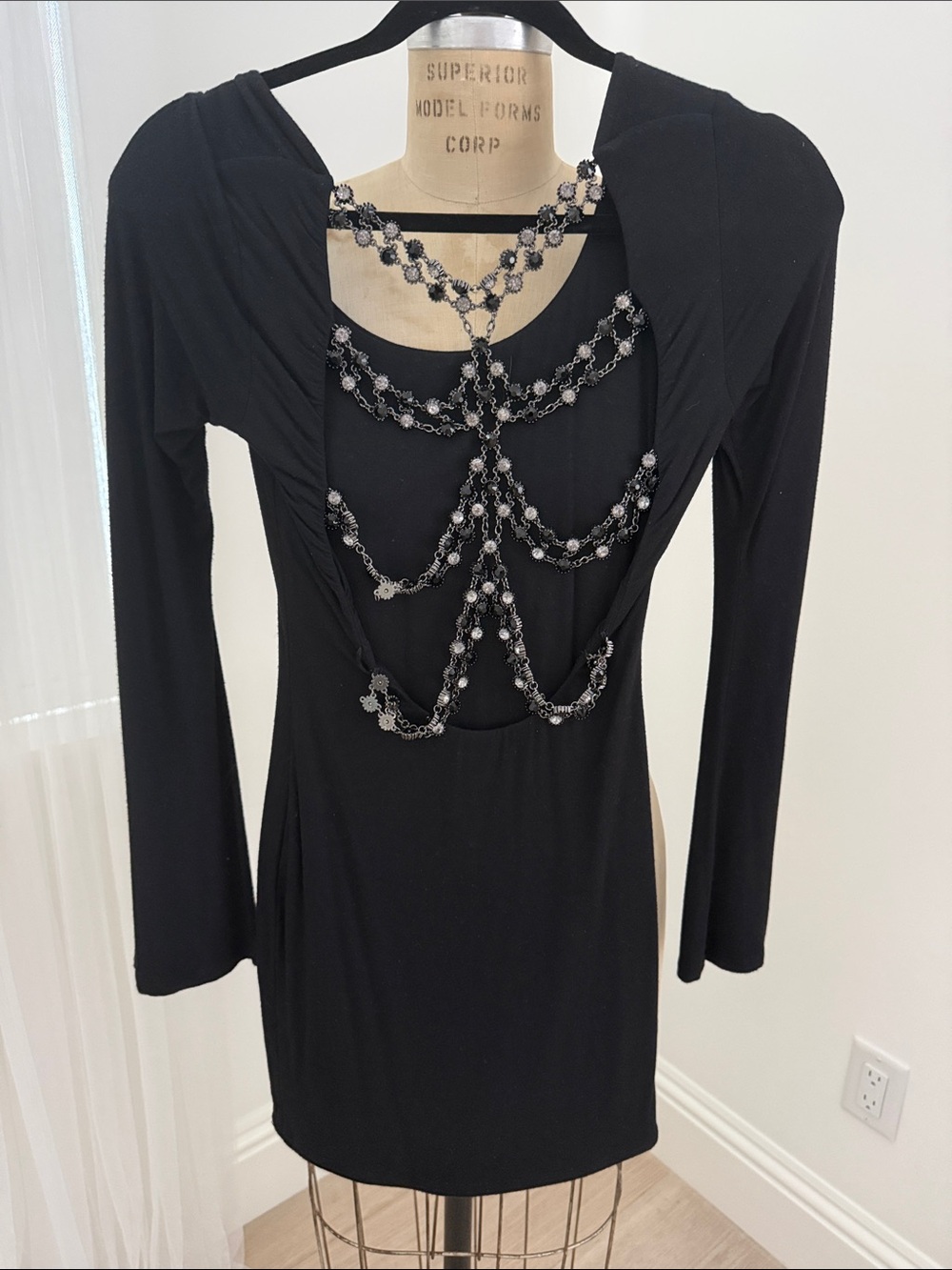Sky jewelry back Lycra dress